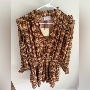 Dress Forum Los Angeles Leopard Print Ruffle Mini Dress - Size Medium - NWT